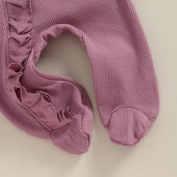 Newborn Girl Clothes Baby Girl Coming Home Outfit Zipper One-piece Outfits Ruffle Footie Bodysuit Jumpsuit Headband