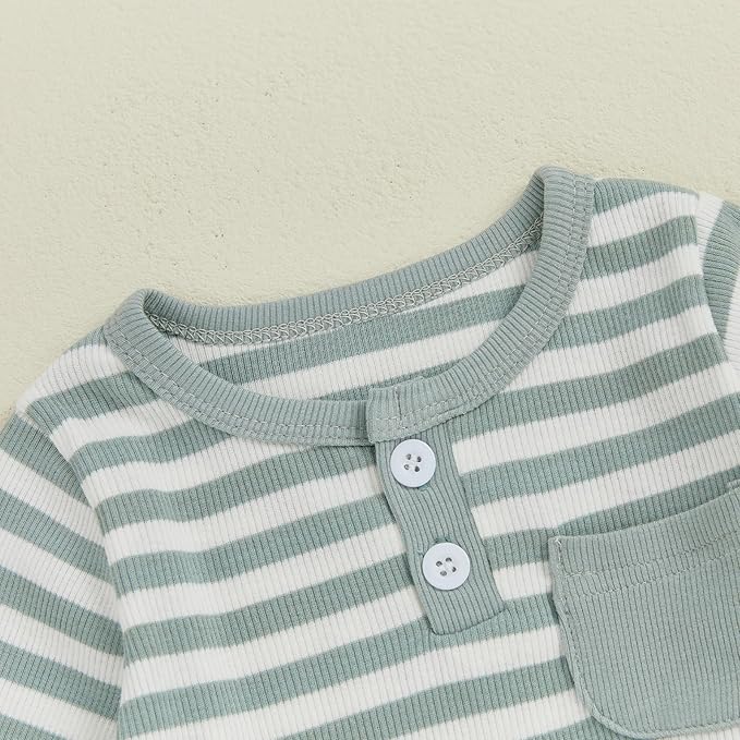 fhutpw Baby Boy Clothes 3 6 12 18 Months Ribbed Knitted Long Sleeve Romper and Pants Sets Newborn Fall Splicing Color Outfits