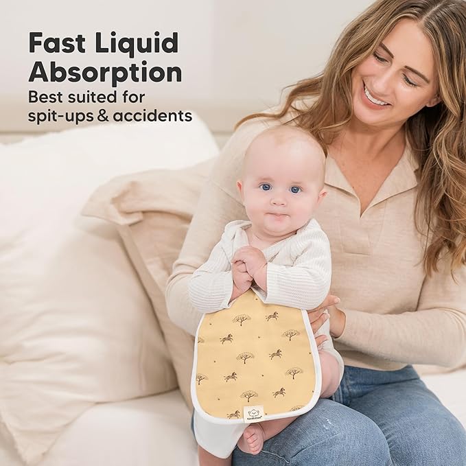 Organic Burp Cloths Baby Boy & Girl - 5-Pack Super Absorbent Cotton Burping Cloths for Babies, Soft & Plush Newborn Spit Up Rags, Infant Towels for Milk Spit Up, Unisex, Large 21" x 10" (Sahara)