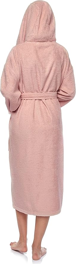 Arus Women's Hooded Classic Bathrobe Turkish Cotton Robe with Full Length Options