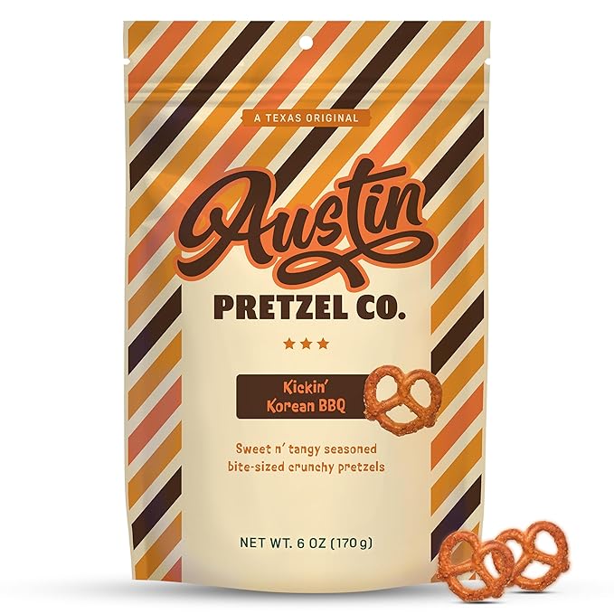 Kickin’ Korean BBQ Pretzels – 6 Oz Sweet n’ Tangy Bite-Sized Snacks with Bold Fermented Seasoning & Sweet Pepper Heat – Crunchy, Addictive, Perfect for Parties or Anytime Snacking