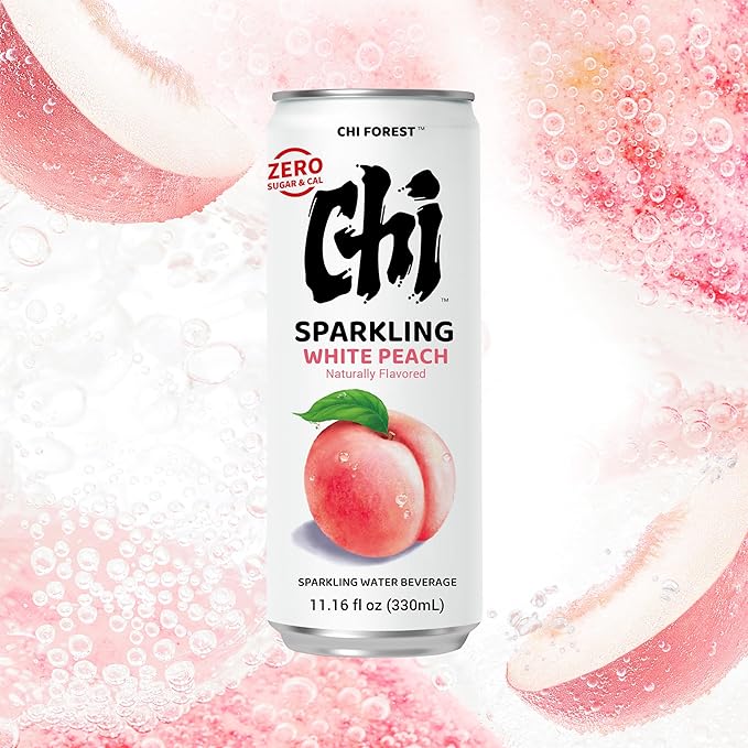CHI FOREST Sparkling Water Beverage, Peach & Grape drinks, Zero Sugar or Artificial Flavor, 11.16 fl oz Cans (Pack of 12)
