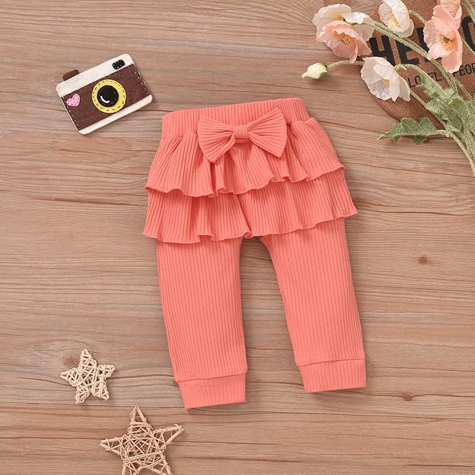 Aalizzwell Preemie Newborn Infant Baby Girls Clothes Ribbed Bodysuit Pants Set Fall Winter Outfits