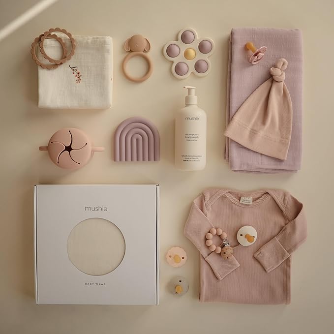 mushie Baby Wrap Carrier | Organic Cotton and Elastane | Infant Sling for Newborn and Babies 8-35 lbs (Tradewinds)