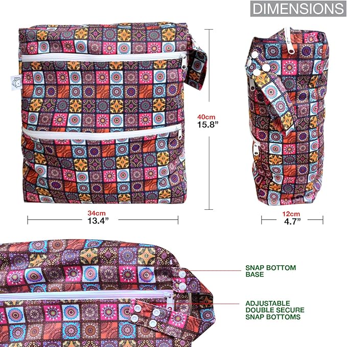 FLOCK THREE 3D Waterproof and Washable Wet Bag Luggage Organiser for Travel storage Stroller Daycare Baby Diapers Yoga Beach Pool Swimsuits Luggage Packing for Travel Accessories (Flower01)