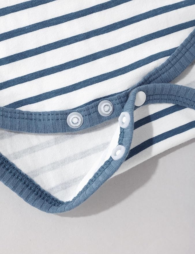 oklady Baby Boy Clothes Stripe Pattern Print Romper Top and Baby Overalls with Hat 0-18 Months Baby Boy Outfits