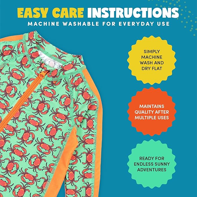 SwimZip Boys' Long-Sleeve UPF 50+ Swimsuit for Baby, Toddler, & Little Boys