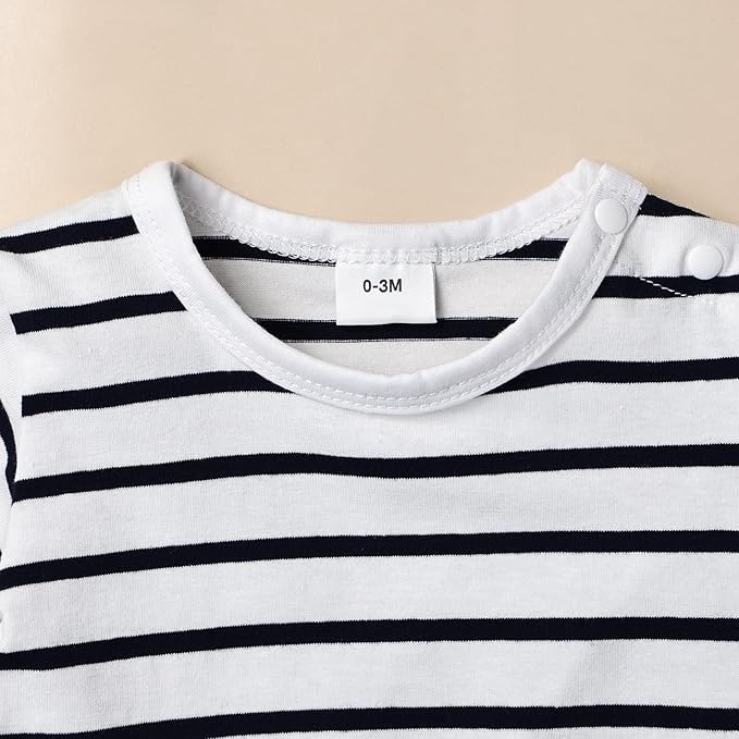 Baby Boy Clothes Newborn Outfits Stripe Romper Infant Cartoon Overall Adjustable Suspender Pants Set 0-18 Months