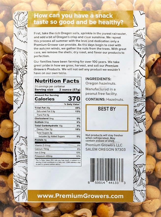 Oregon Farm To Table - Hazelnuts from Premium Growers - Dry Roasted - Kosher Certified (3lb, Natural Roasted)