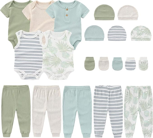 Newborn Layette Gift Set 20-Piece Cotton Baby Boy Girl Clothes Essentials and Accessories