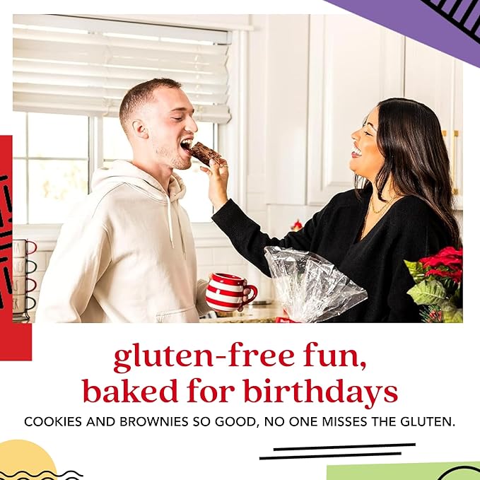 David’s Cookies Happy Birthday Gluten-Free Cookies & Brownies in Sweet Sampler Tin – Freshly Baked Classic Chocolate Chip Cookies & Fudgy Brownies – Gourmet Dessert Gift Box for Birthday Celebrations