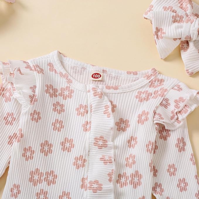 Cute Floral Floral Print Long Sleeve Infant Newborn Baby Girl Clothes Baby Girl Jumpsuit