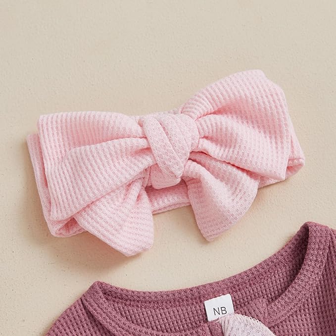 Newborn Girl Clothes Baby Girl Coming Home Outfit Zipper One-piece Outfits Ruffle Footie Bodysuit Jumpsuit Headband