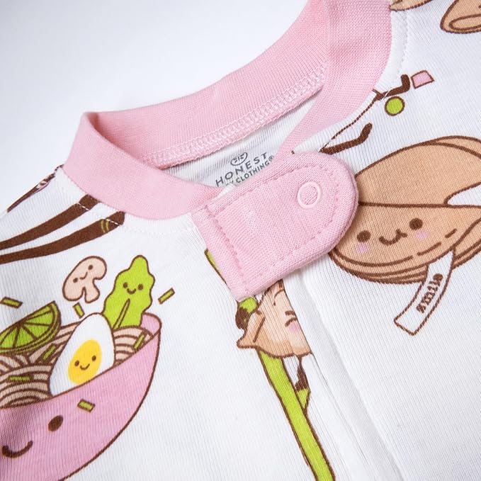HonestBaby Non-Slip Footed Pajamas One-Piece Sleeper Zip-Front Pjs 100% Organic Cotton for Baby Girls