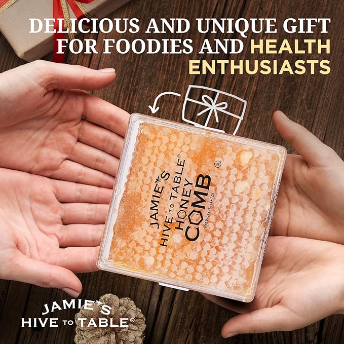 Jamie's Hive To Table 100% Raw Honeycomb, 72 Oz (Pack of 6) – All-Natural Pure Georgia Honeycomb – Fresh Georgia Honeycomb with Bee Pollen and Propolis, No Additives or Preservatives, Non-GMO