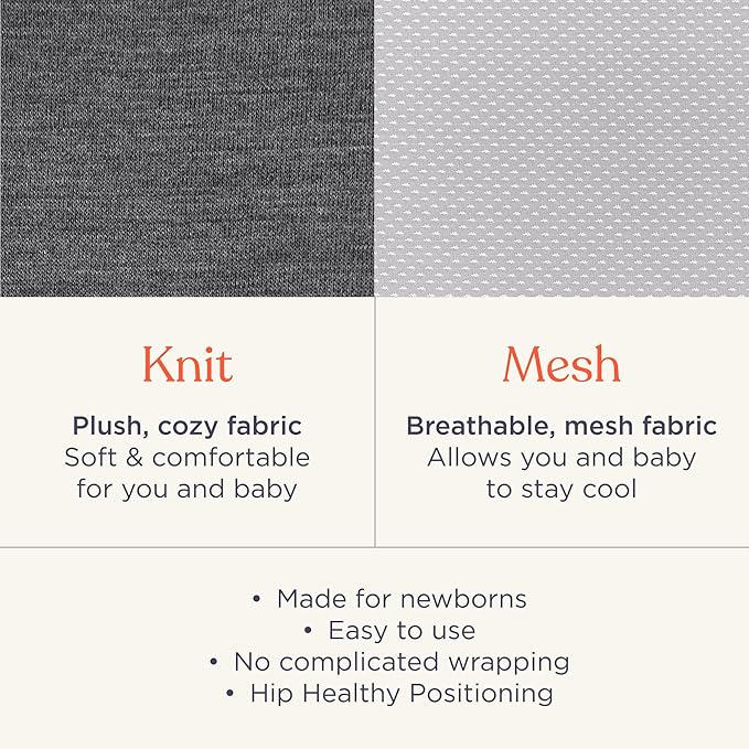 Ergobaby Embrace Baby Carrier Newborn to Toddler - Breathable Baby Carriers for Summer - Cozy Essentials (7-25 Pounds), Ponte Knit, Canyon Clay