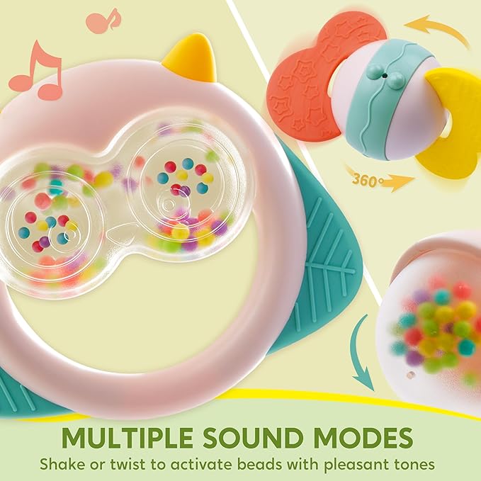 SYNCFUN Baby Toys 0-6 Months, 10 Pack Baby Teething Toys, Infant Teether, Rattles Teethers for 0-3-6-12 Months, Newborn Boy Girl Gifts