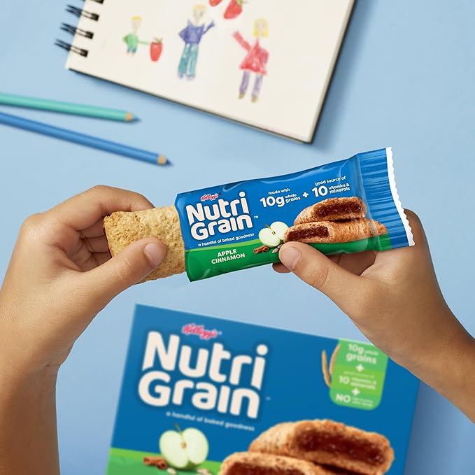 Nutri-Grain Breakfast Bars, Made with 10g Whole Grains, Snack Bars, Apple Cinnamon, 20.8oz Box (16 Bars)