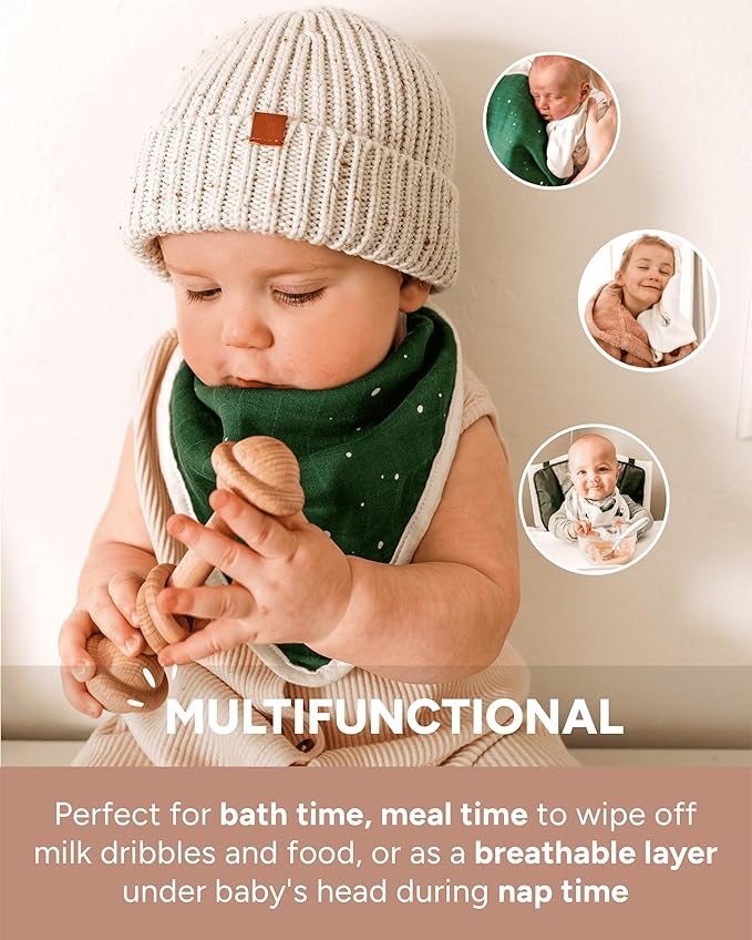 Nightingale Baby Washcloths, Rayon from Bamboo Baby Clothes Organic Wash Cloths with Cotton, Newborn Bath Essentials, Burping Cloths for Babies, Face Towels Reusable 12"x12" (Floral) 6 Pack