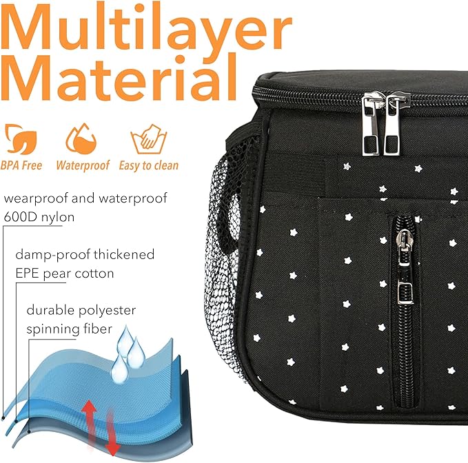 Miracle Baby Stroller Organizer Bag for Mom,Universal Stroller Storage Caddy Diaper Bag- Compatible with Most Stroller - Multifunctional Larg(Black Star)