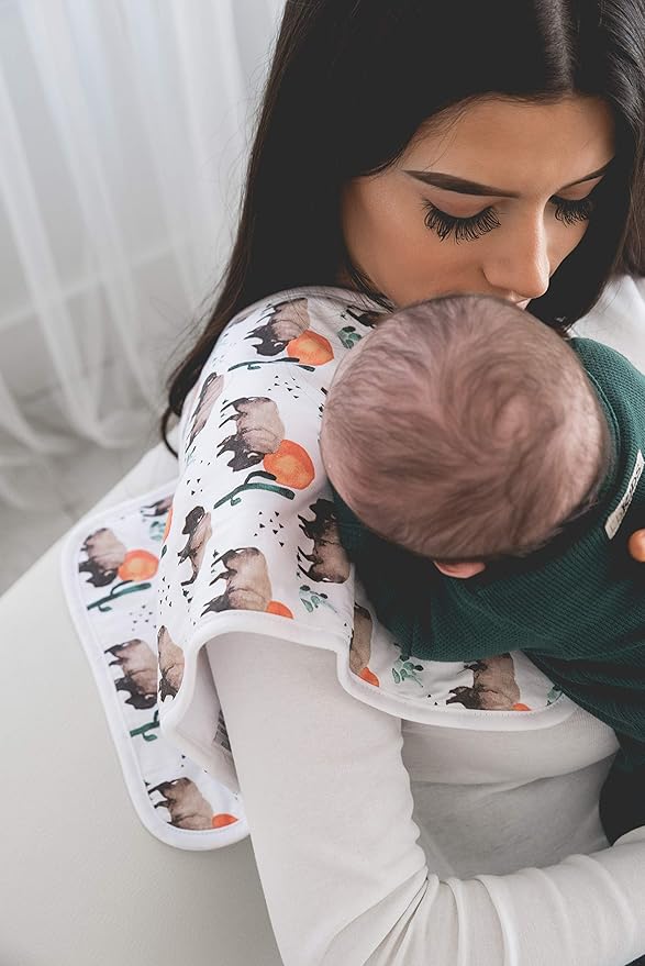 Copper Pearl Premium Baby Burp Cloths - 3-Pack Large Cotton Burp Cloths, Extra Soft Spit Up Rags with 3 Absorbent Layers, Perfect for Baby Boy Gifts (21" x 10" Size, Bison Set)