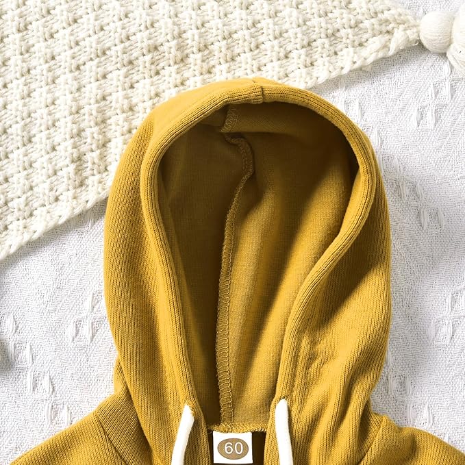 Unutiylo Unisex Baby Boys Girls Long Sleeve Infant Baby Zipper Hooded Jumpsuits Romper Loose Outfit Clothes