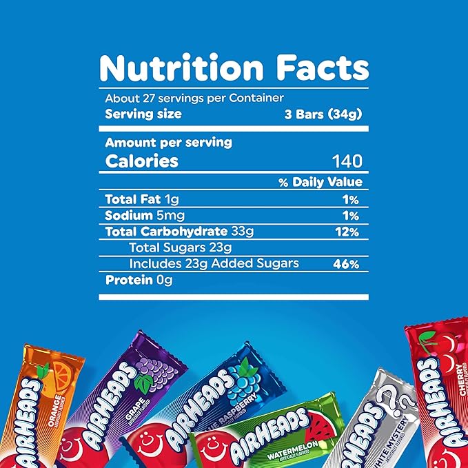 Airheads Mini Bars, Halloween Trick or Treat Candy, Assorted Flavors Variety Pack, Individually Wrapped Bulk Candy for Adults & Kids, Party, Pantry, Non-Melting, 80 ct Bag (Box of 4 Bags)
