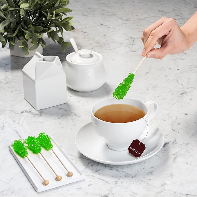 Candy Envy - Green Café Sugar Sticks Mini Rock Candy - 36 Individually Wrapped Treats - Lime Flavored