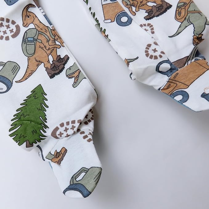 HonestBaby Sleep & Play Footed One-piece Pajama Sleeper 100% Organic Cotton, Baby Boys