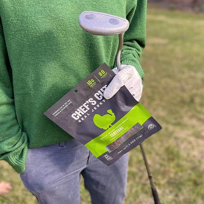 Chef's Cut Turkey Jerky, Teriyaki, High Protein Meat Snack, 10g of Protein and 80 Calories, Gluten Free, Premium Smoked Turkey Breast - 2.5 Ounce (Pack of 8)