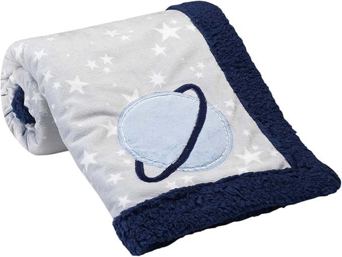 Lambs & Ivy Milky Way Baby Blanket - Blue, Gray, Modern, Celestial
