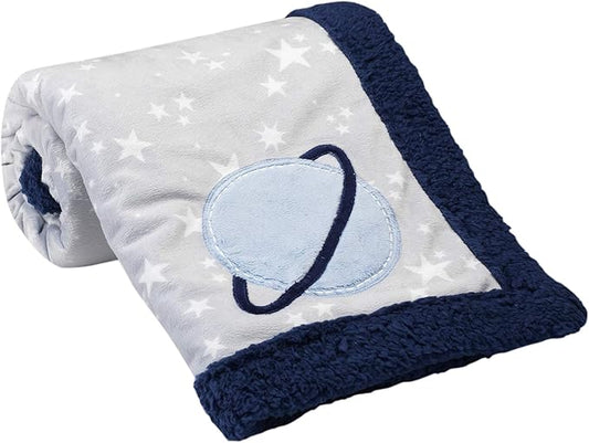 Lambs & Ivy Milky Way Baby Blanket - Blue, Gray, Modern, Celestial