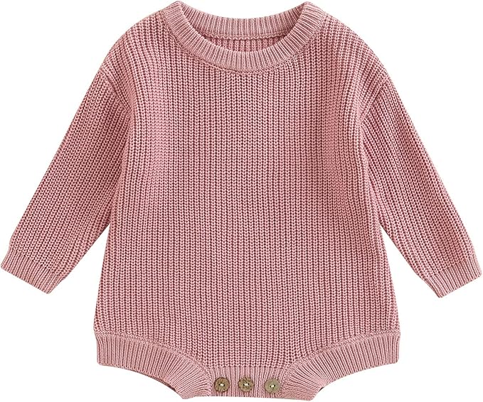 FYBITBO Baby Girl Boy Sweater Knit Oversized Pullover Sweatshirt Romper Onesie Warm Fall Winter Clothes Outfit Newborn