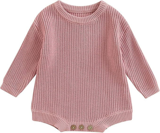 FYBITBO Baby Girl Boy Sweater Knit Oversized Pullover Sweatshirt Romper Onesie Warm Fall Winter Clothes Outfit Newborn
