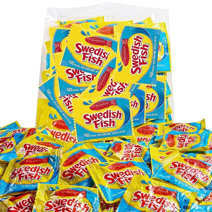 Candy in Bulk SwedishFish Soft & Chewy Fun Size Sharing Bag - Original Sweet & Chewy Red Fish Candy Individually Wrapped Treats, Movie Theater Candy, Office Desk and Reception, and Party Bags, 2lb