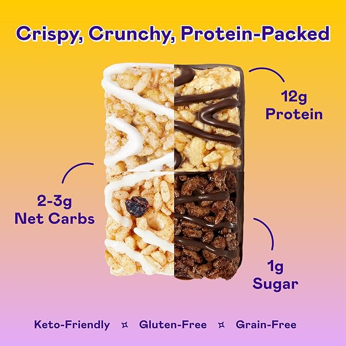 MAGIC SPOON Treats - High Protein Bars, Low Carb, Keto Friendly, 1g of Sugar, Gluten Free, Crispy Treat Cereal Bar, On-The-Go Healthy Snack (1 of each Marshmallow, Chocolate PB, Blueberry Muffin, Double Chocolate, Smores, Salted Caramel)