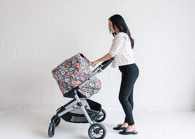 Baby Car Seat Cover Canopy and Nursing Cover Multi-Use Stretchy 5 in 1 Gift Poppy by Copper Pearl