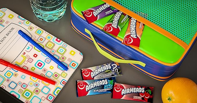 Airheads Candy Bars, Variety Bulk Box, Chewy Full Size Fruit Taffy, Gifts, Holiday, Parties, Concessions, Pantry, Non-Melting, Party, 60 Individually Wrapped Full Size Bars