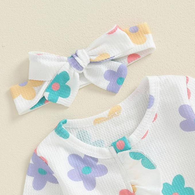 Baby Girl Footies Newborn Zipper Sleeper 2 Pack Ruffle Pajamas Romper Coming Home Outfit