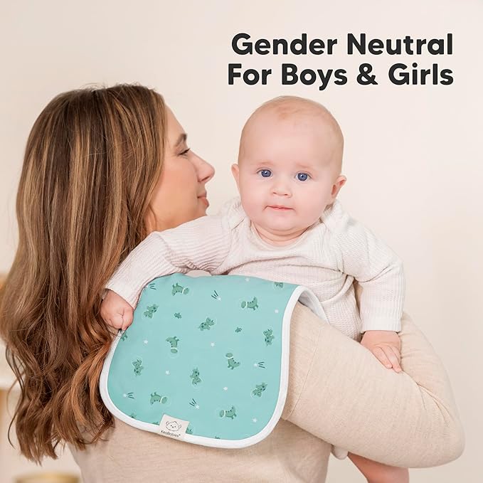 Organic Burp Cloths Baby Boy & Girl - 5-Pack Super Absorbent Cotton Burping Cloths for Babies, Soft & Plush Newborn Spit Up Rags, Infant Towels for Milk Spit Up, Unisex, Large 21" x 10" (Cosmo)