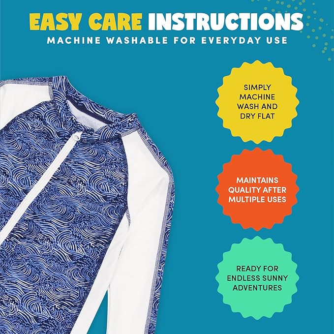 SwimZip Boys' Long-Sleeve UPF 50+ Swimsuit for Baby, Toddler, & Little Boys