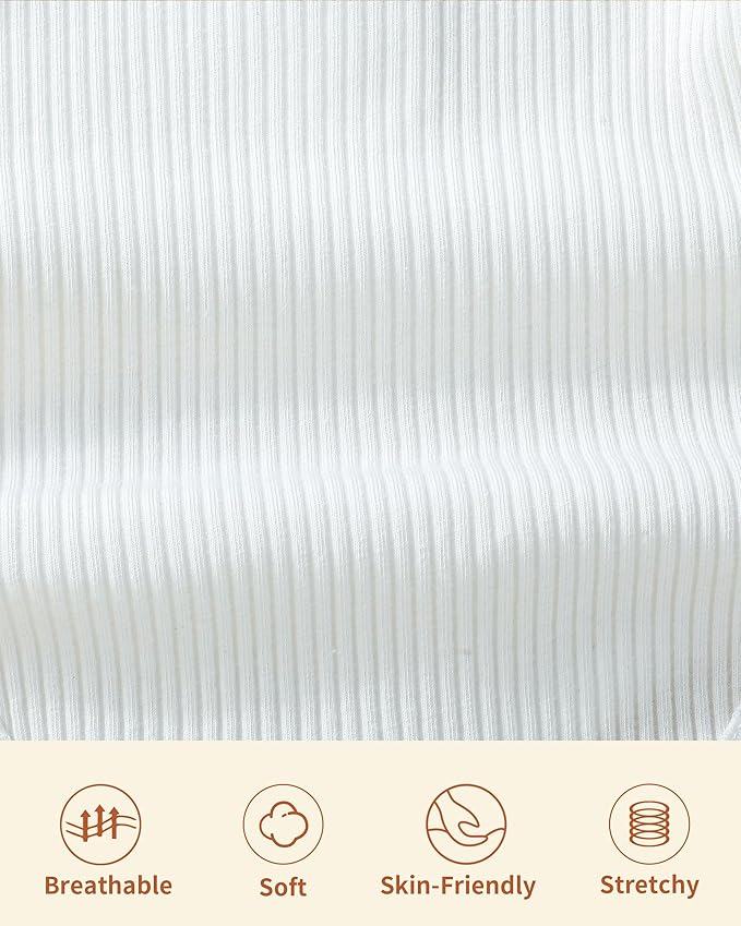 Newborn Baby Boy Girl Clothes Ribbed Knit Cotton Long Sleeve Romper Long Pant Preemie Solid Color Unisex Outfits