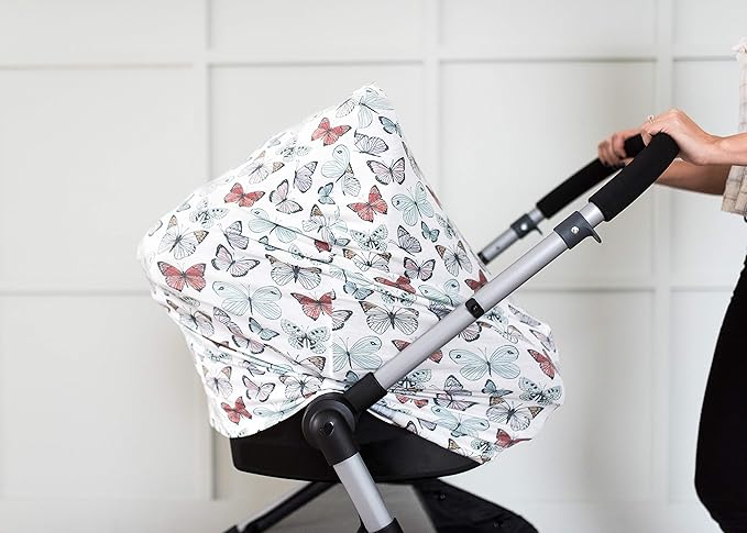 Baby Car Seat Cover Canopy and Nursing Cover Multi-Use Stretchy 5 in 1 Gift Dot by Copper Pearl