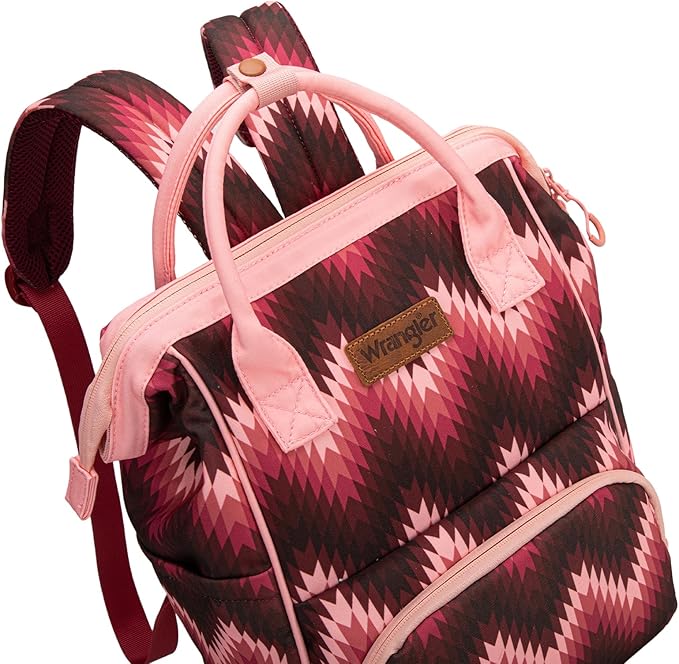Montana West Wrangler Aztec Callie Diaper Bag Backpack with Stroller Straps Multifunction Baby Travel Bag WG2211-9110DPK