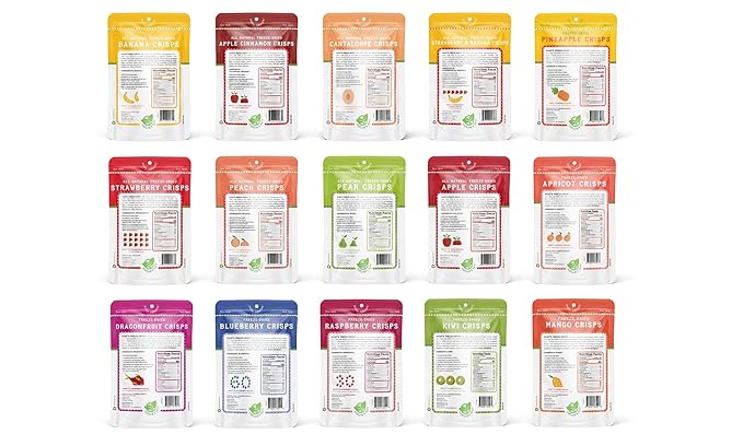 Nature’s Turn Freeze-Dried Fruit Crisps –Healthy, Gluten-Free,Crispy & Delicious, Plant-Based Snack, Ideal for Cereal, Smoothies, School Lunches, & On-the-Go, Ultimate Variety Pack of 36(0.53 oz Each)