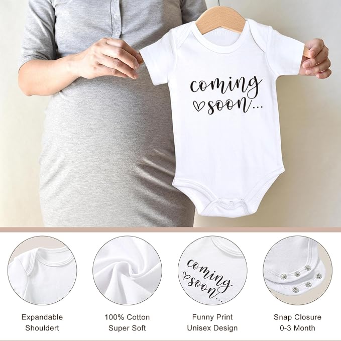 Pregnancy Announcement, Coming Soon Baby Announcement For Grandparents Dad Husband Family, Pregnancy Reveal Ideas, Gender Reveal Baby Shower Gifts -Felt Letter Board, Onesie, Booties, Wooden Sign