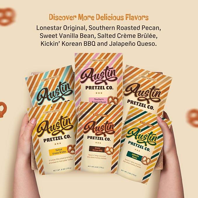 Salted Crème Brûlée Pretzels – 6 Oz Sweet & Salty Toffee Bite-Sized Snacks Packed with Rich Custard Flavor & Caramelized Toffee Coating – Crunchy, Snacky, Perfect for Anytime Snacking