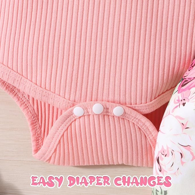 GDTOGRT Baby Girl Clothes Newborn Infant Outfits Ruffle Romper+ Floral Pants + Cute Headband Sets for Girls
