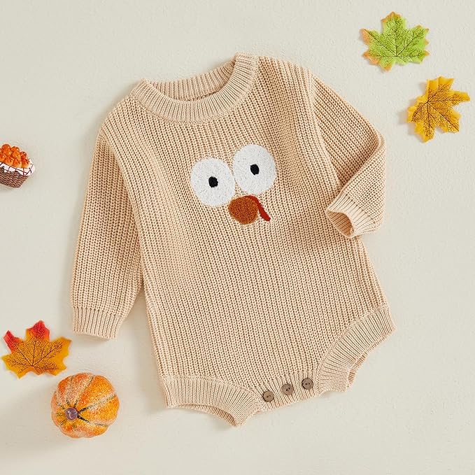 FYBITBO Baby Girl Boy Sweater Knit Oversized Pullover Sweatshirt Romper Onesie Warm Fall Winter Clothes Outfit Newborn