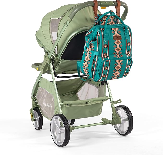 Wrangler Diaper Bag Backpack Aztec Travel Backpack Purses Western Multi-Function Baby Bags for Mom with Waterproof Insulated Pockets